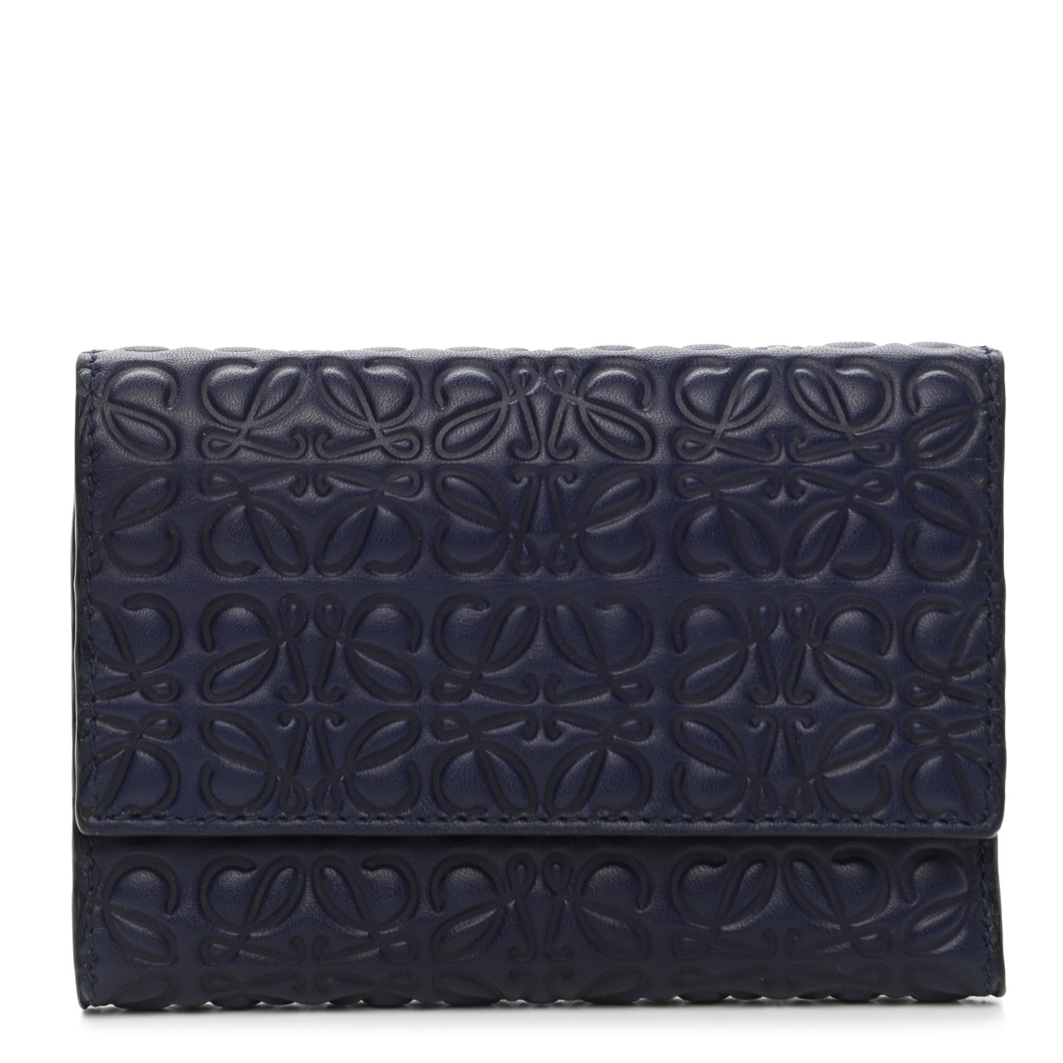 Loewe Calfskin Embossed Small Wallet Navy 1 of 8