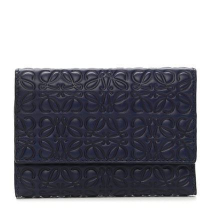 Loewe Calfskin Embossed Small Wallet Navy 1 of 8