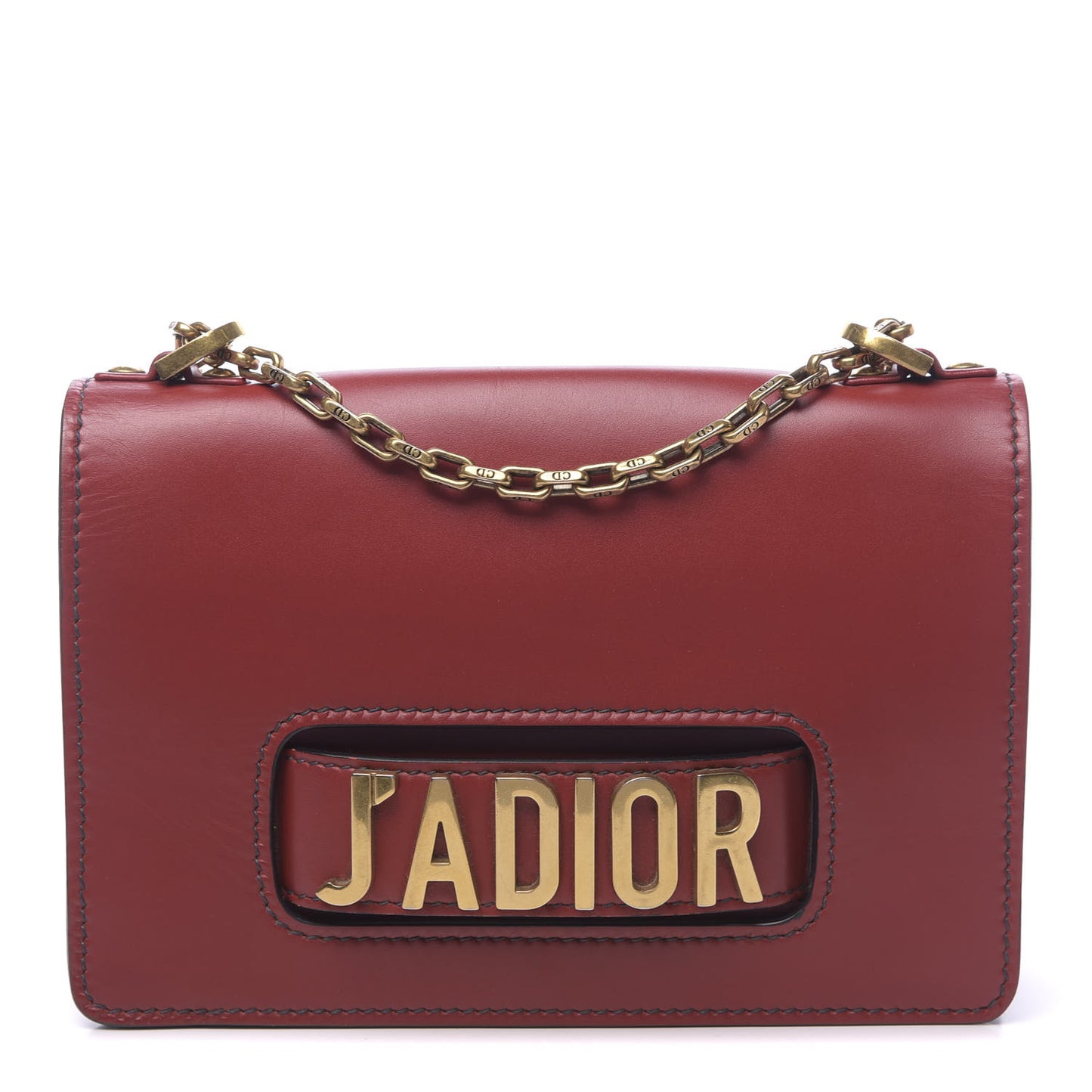 Calfskin J'Adior Chain Flap Bag Red