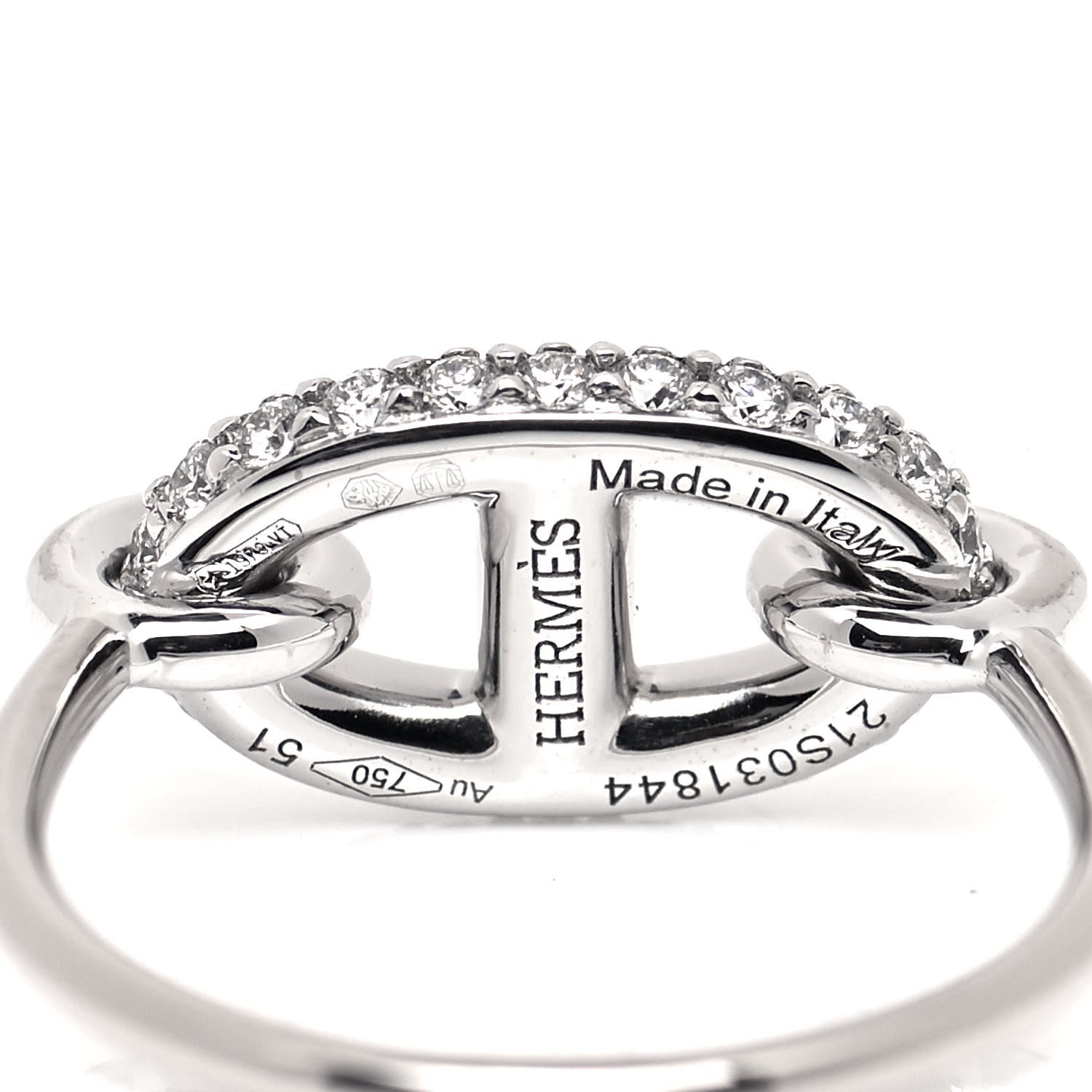Hermes 18K White Gold Diamond Ronde Ring 51 5.75 4 of 5