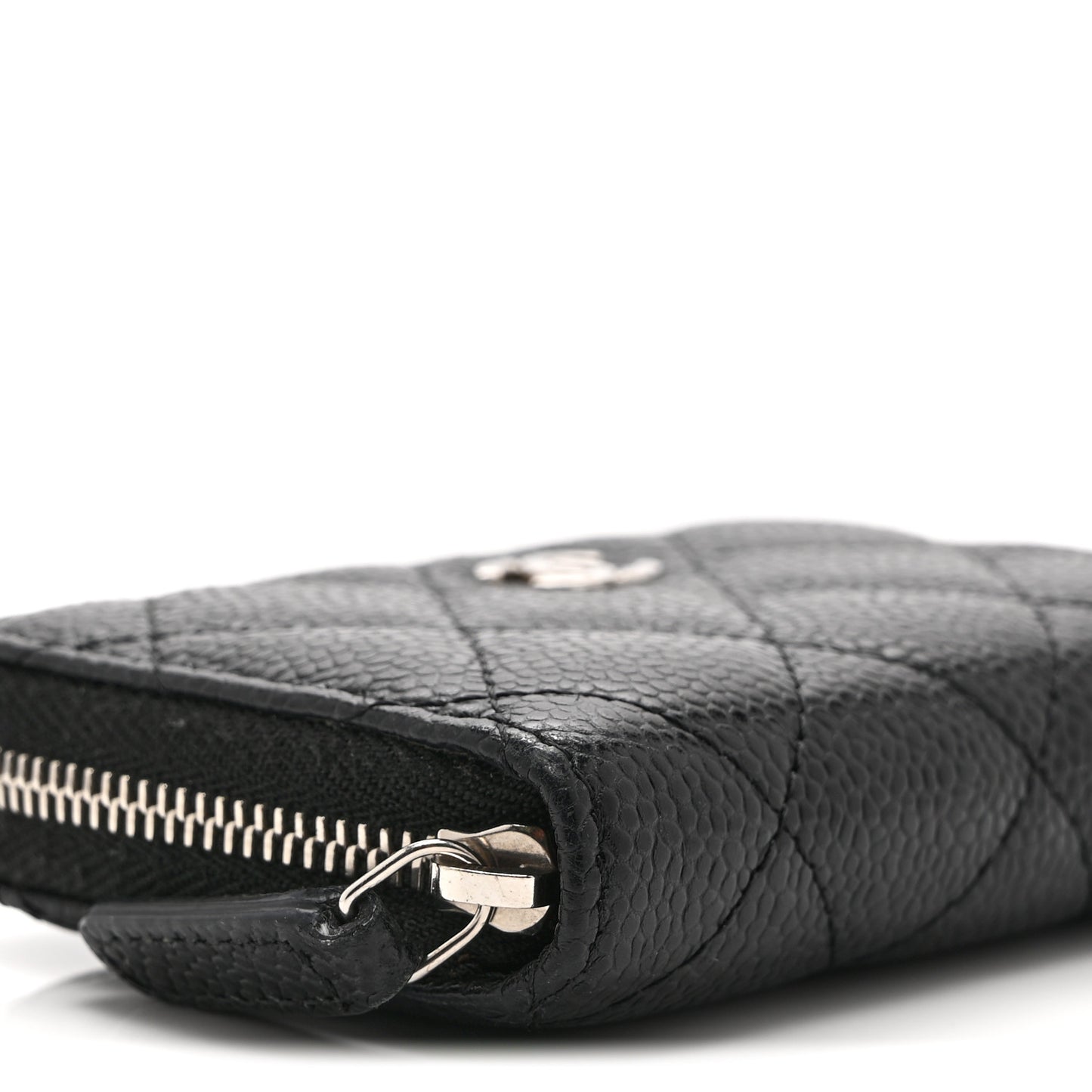 Caviar Quilted Zip Coin Purse Black