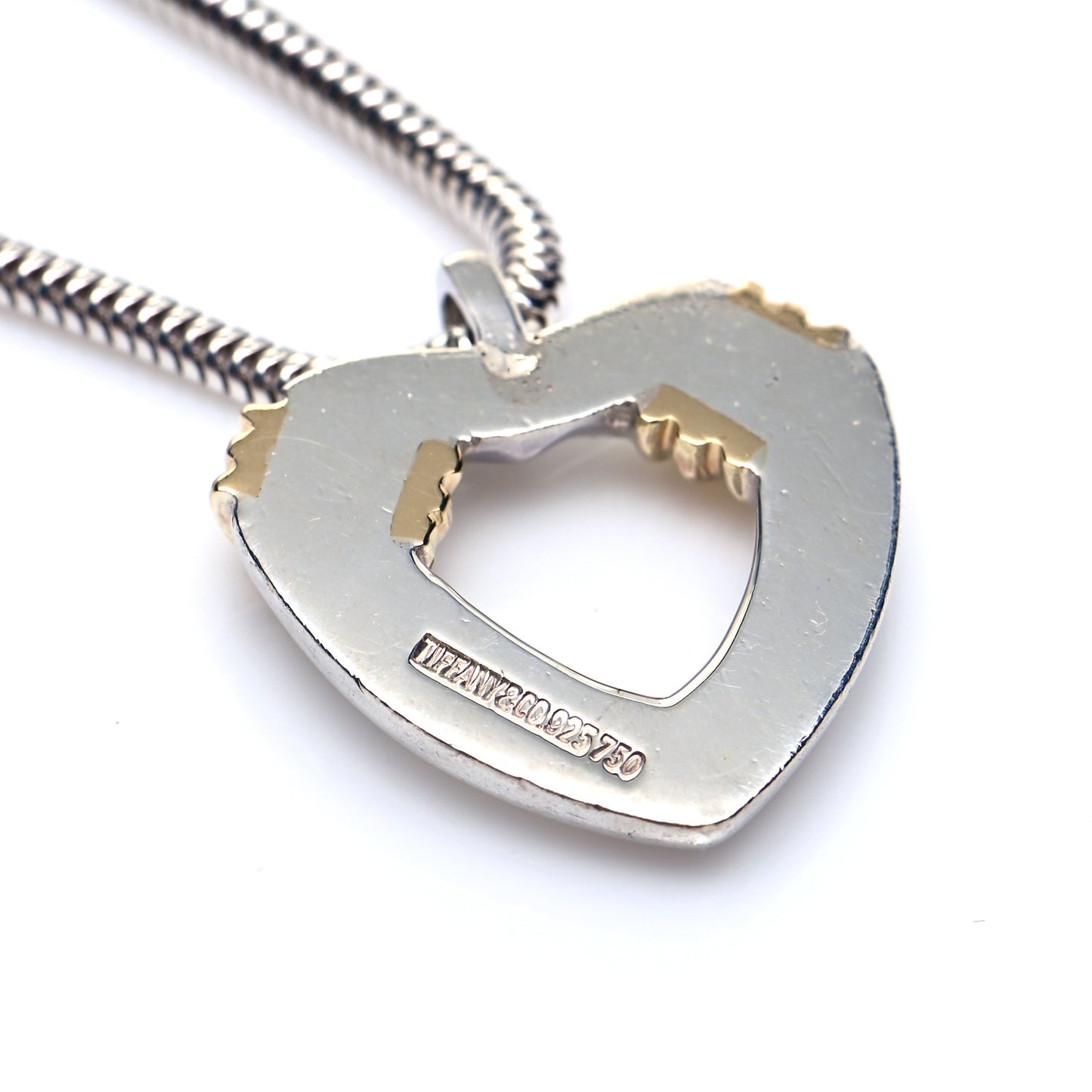 Sterling Silver 18K Yellow Gold Open Heart Pendant Necklace