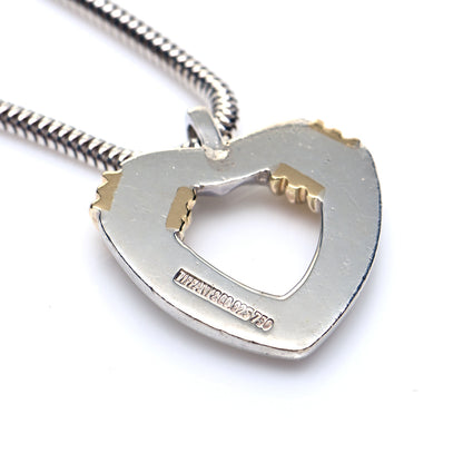 Tiffany Sterling Silver 18K Yellow Gold Open Heart Pendant Necklace 5 of 5