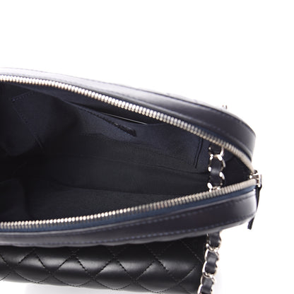 Chanel Calfskin Chevron Quilted Double Camera Bag With Flap Black 4 of 9