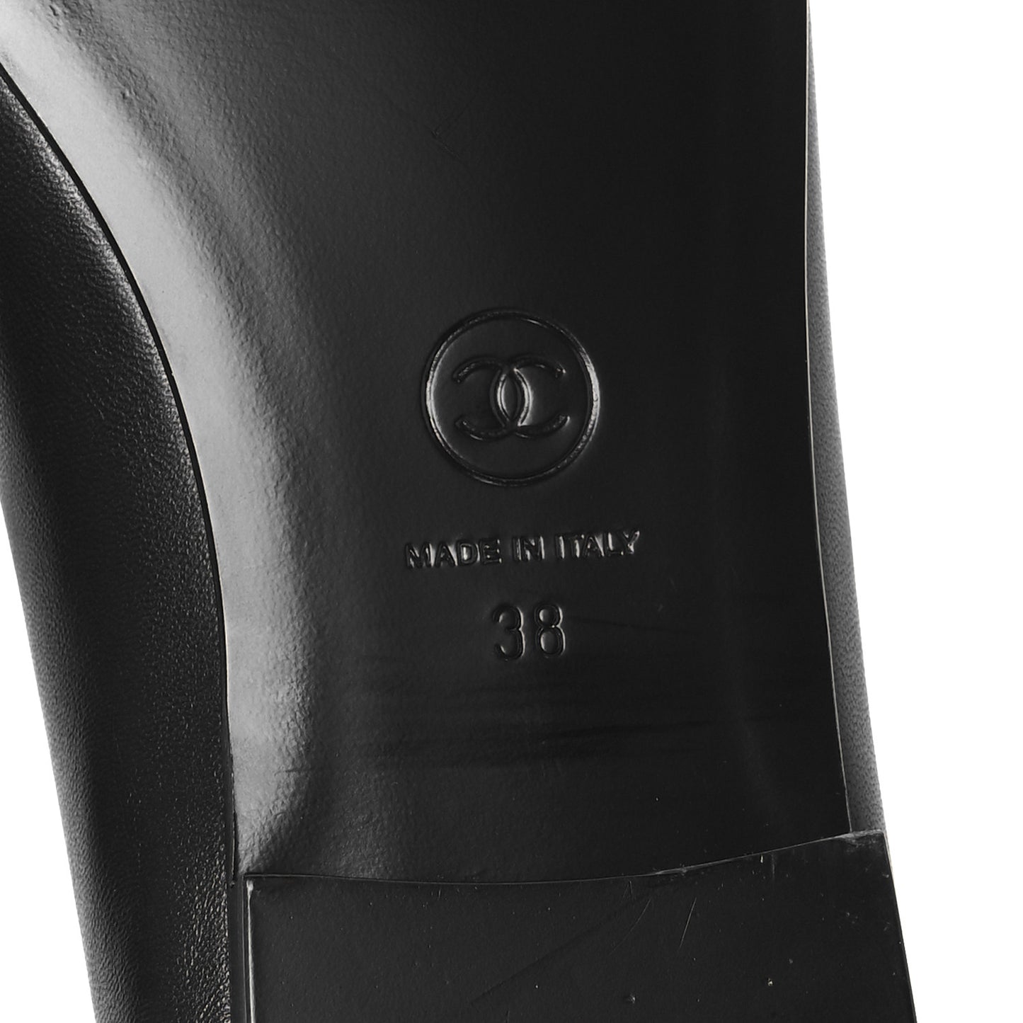 Lambskin Patent Cap Toe Ballerina Flats 38 Black