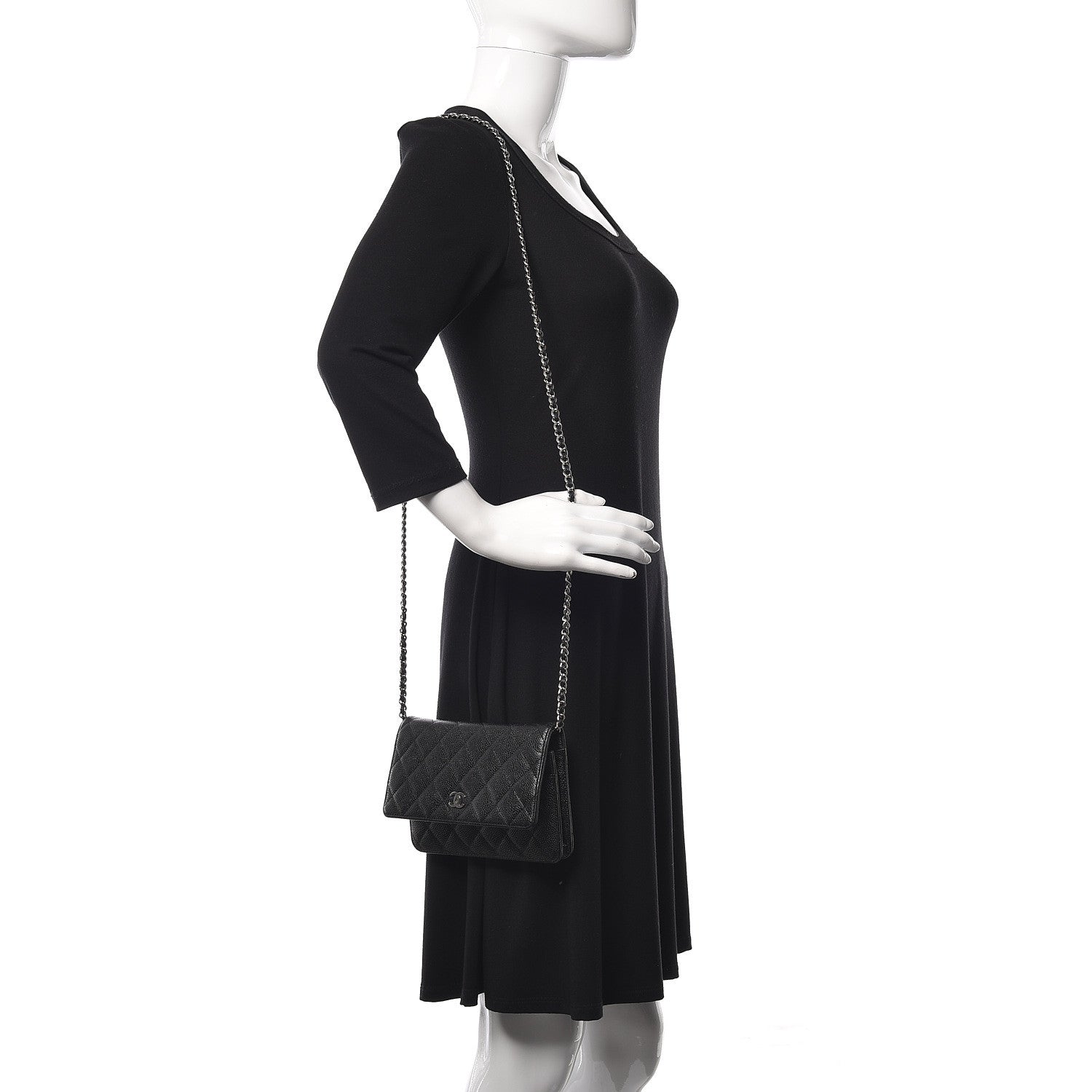 Chanel Caviar Quilted Wallet On Chain WOC Black 2 of 12