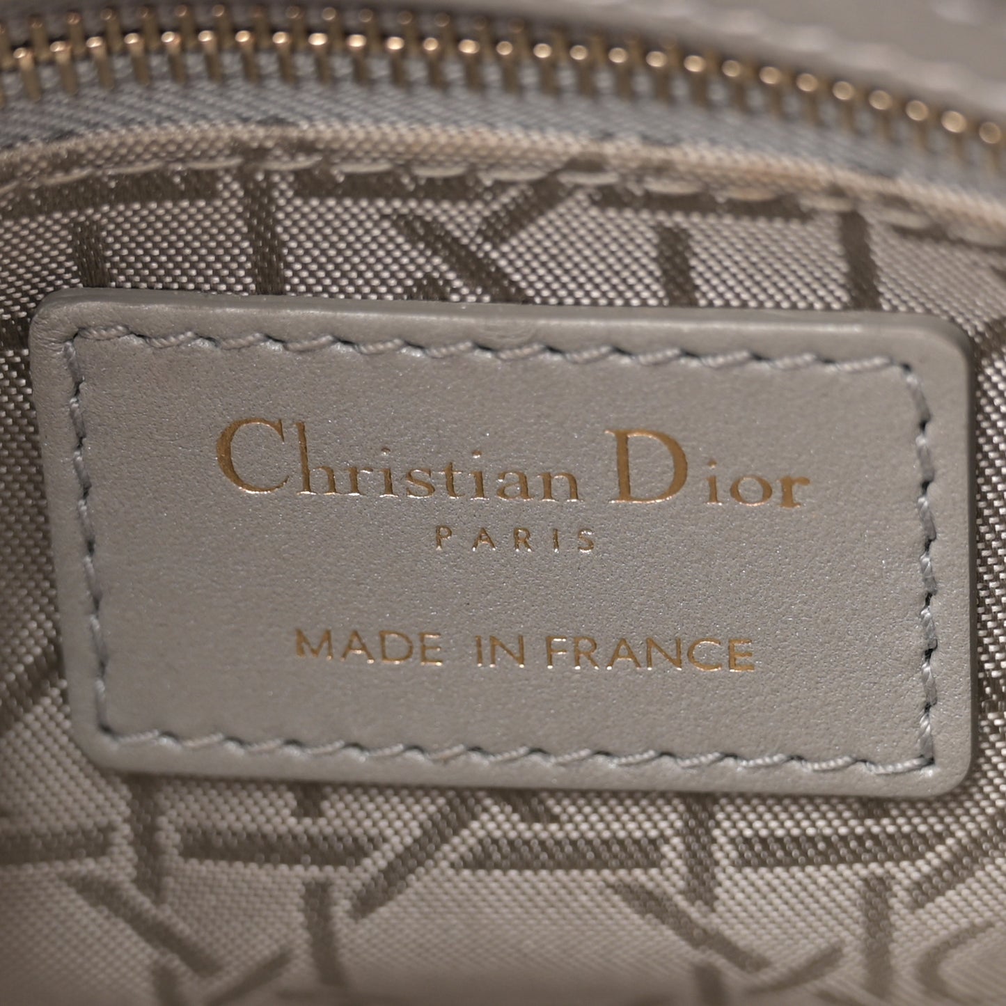 Metallic Lambskin Cannage Mini Lady Dior Grey