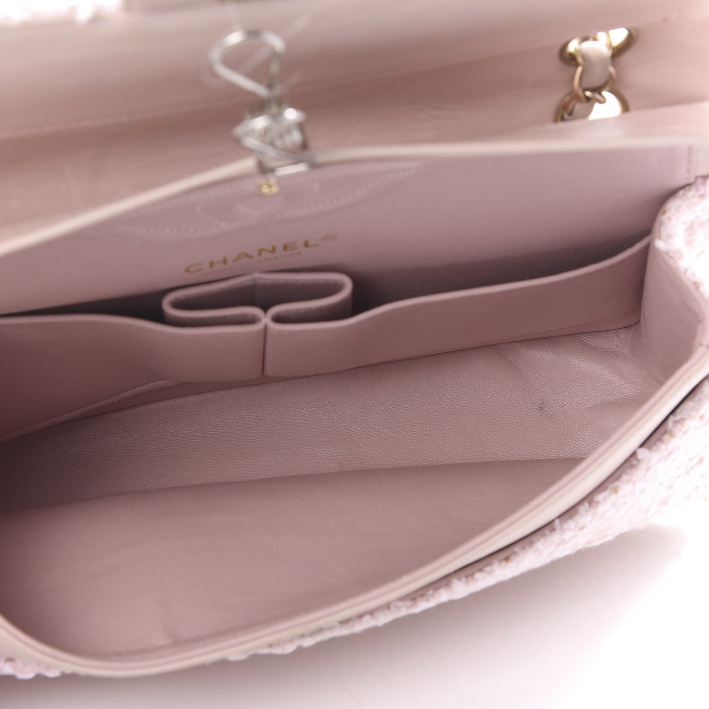 Tweed Medium Double Flap Pink
