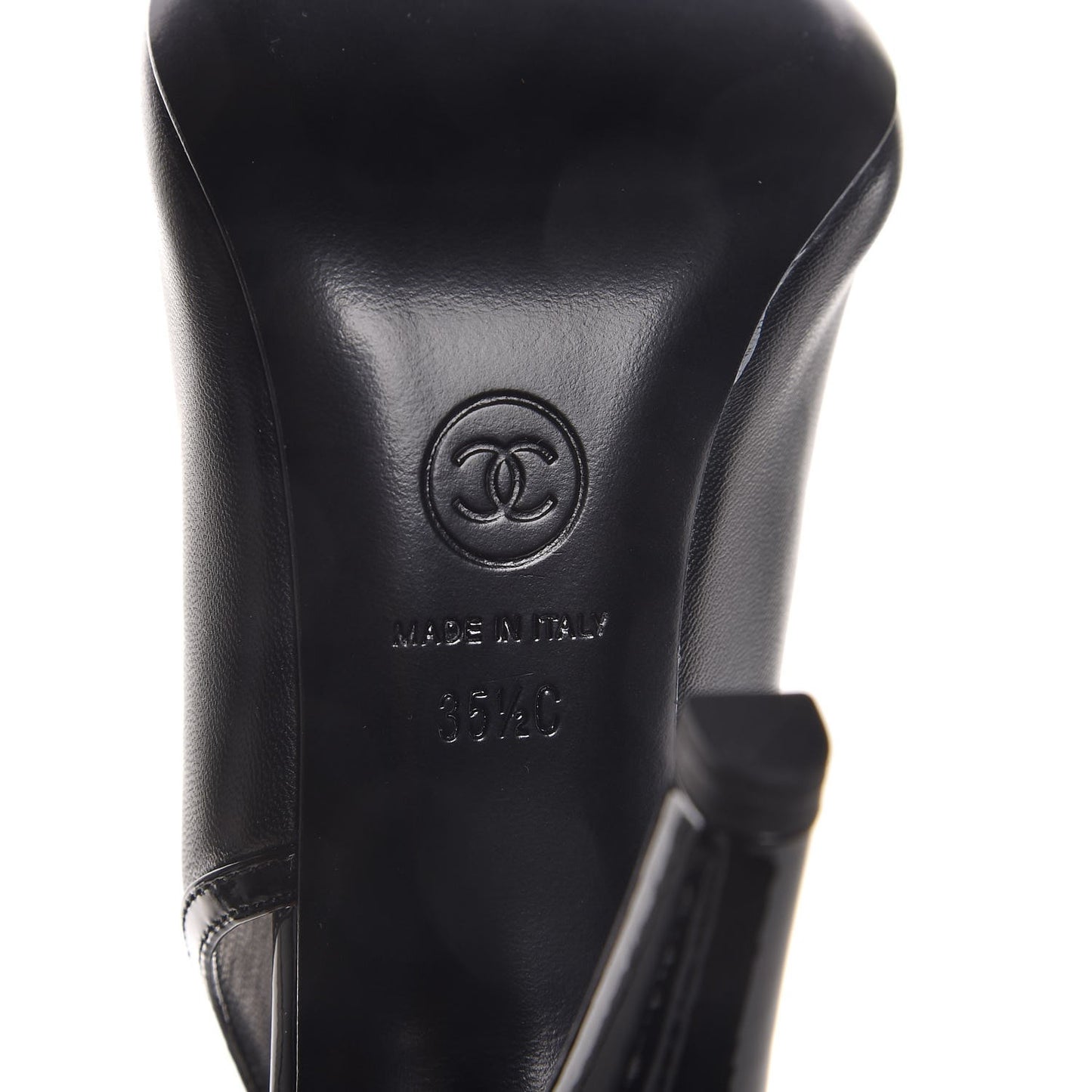 Patent Lambskin CC Bow Slingback Pumps 35.5 Black