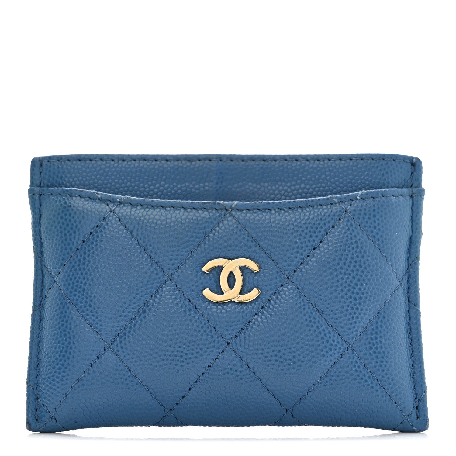 Chanel Caviar Quilted Card Holder Blue 1 of 8
