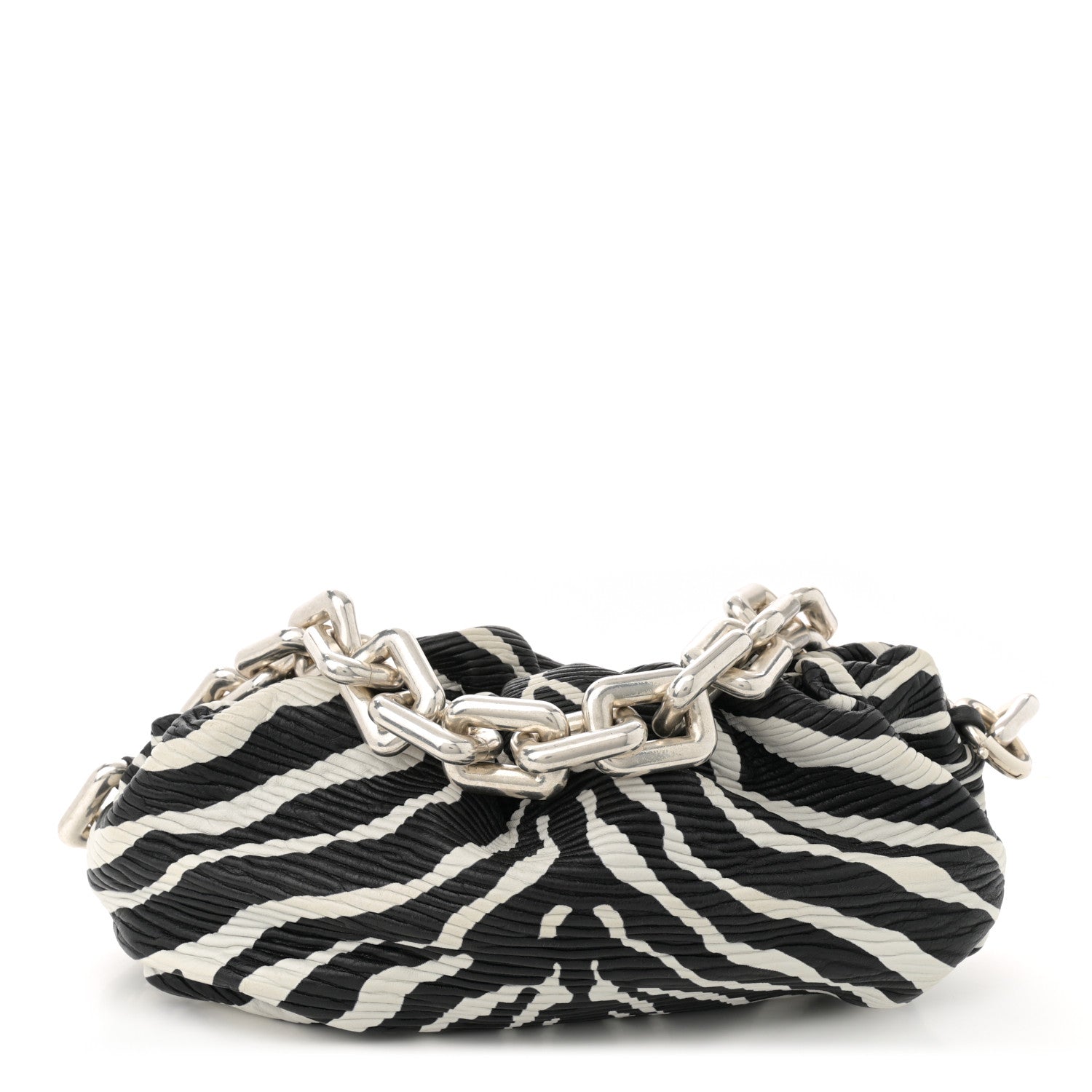 Bottega Veneta Nappa Zebra Print The Pouch Chain White Black 1 of 12