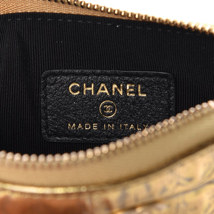 Chanel Metallic Calfskin Crocodile Embossed Cocodile Small Cosmetic Case Gold 6 of 10