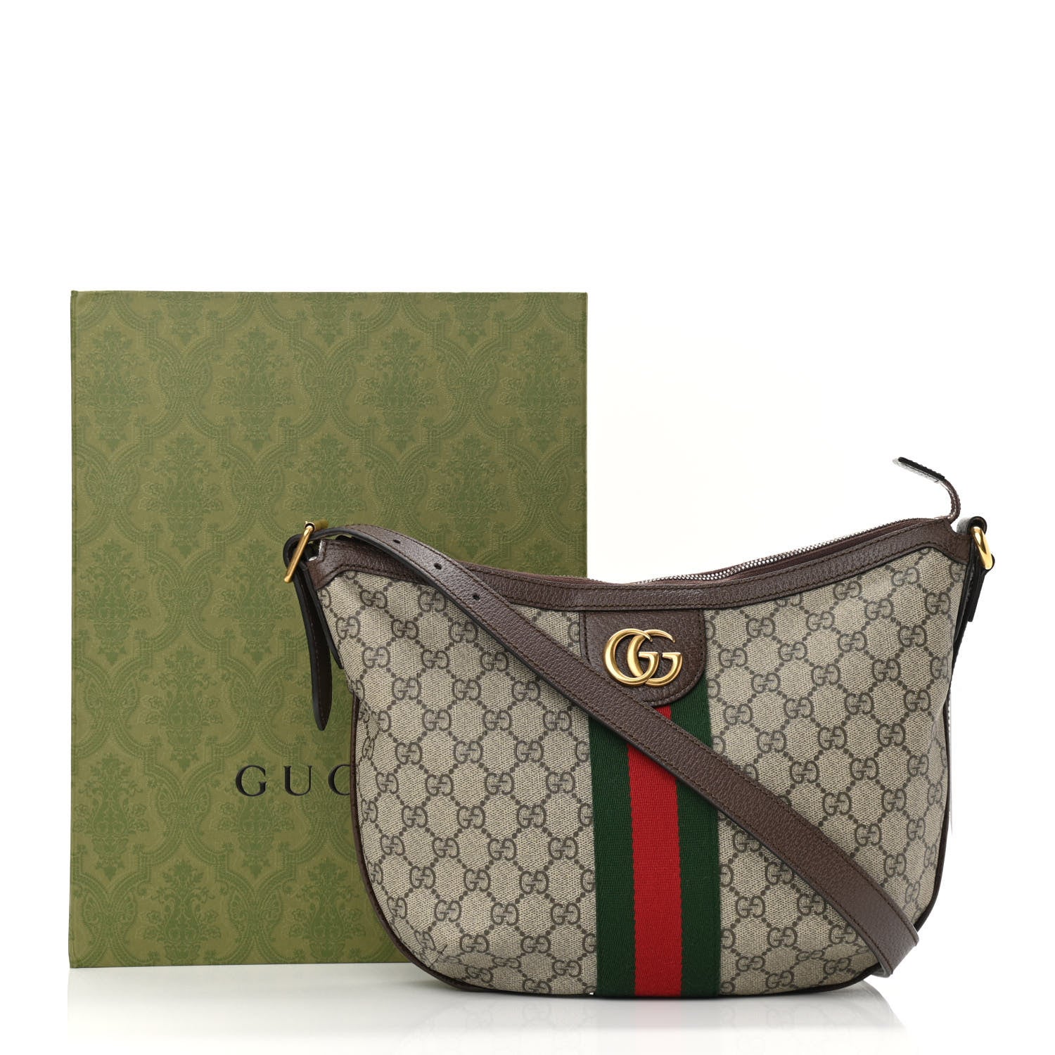 Gucci GG Supreme Monogram Web Small Ophidia Half Moon Hobo Brown 12 of 12