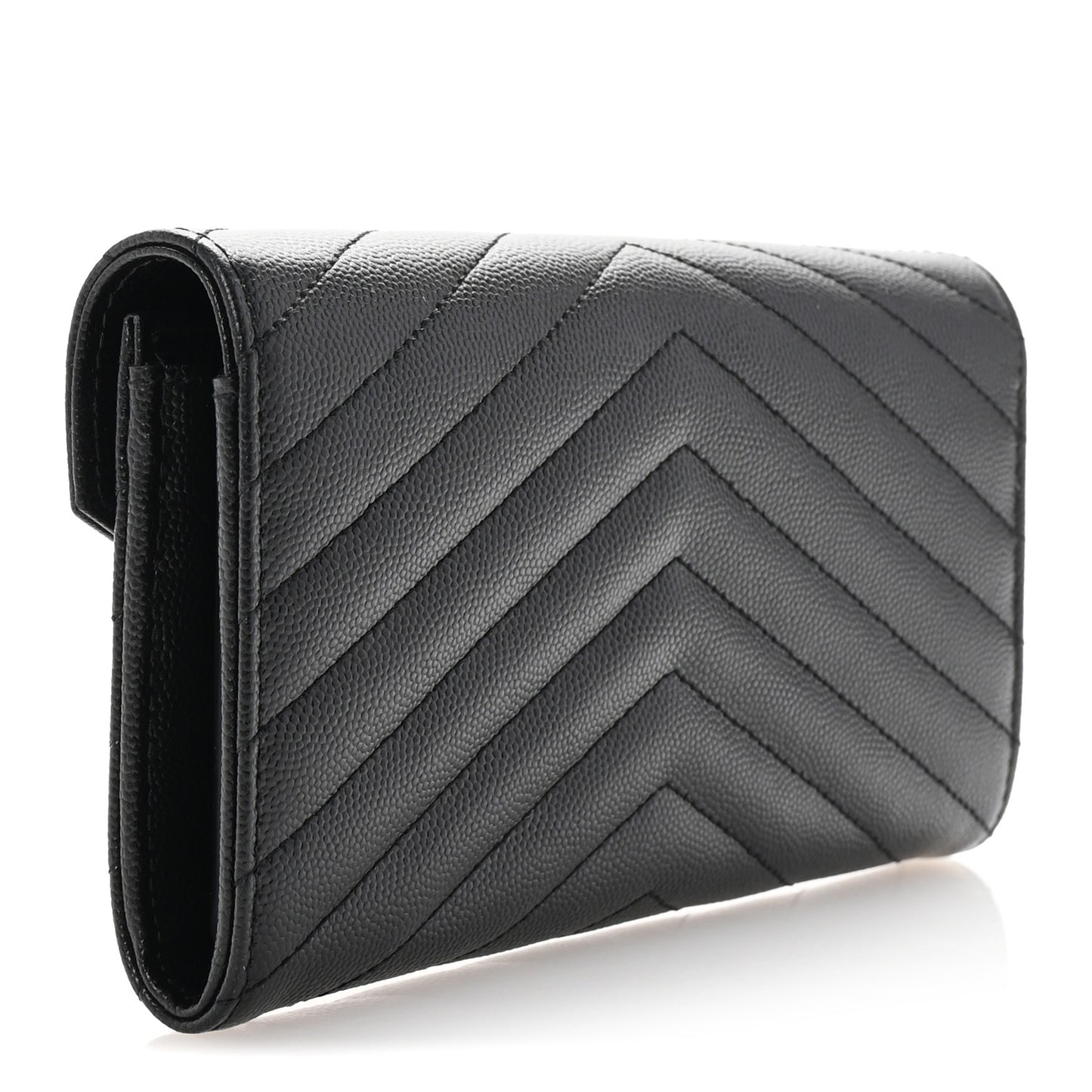 Grain De Poudre Matelasse Chevron Monogram Flap Wallet Black