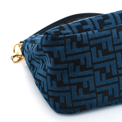 Fendi Chenille Vitello Seta Plexiglass FF Fendi O'Lock Zipper Blue Black 8 of 9