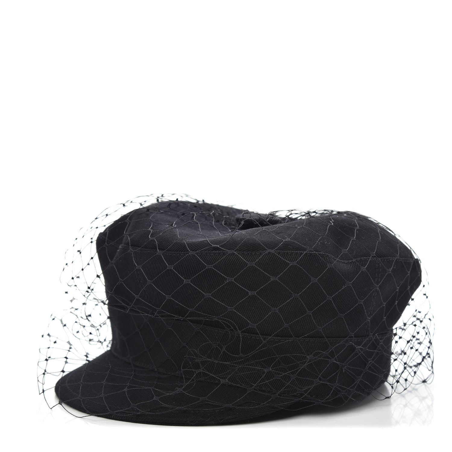 Christian Dior Cotton Canvas Arty Cap with Veil 57 Black 1 of 5