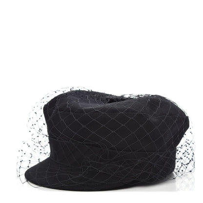 Christian Dior Cotton Canvas Arty Cap with Veil 57 Black 1 of 5