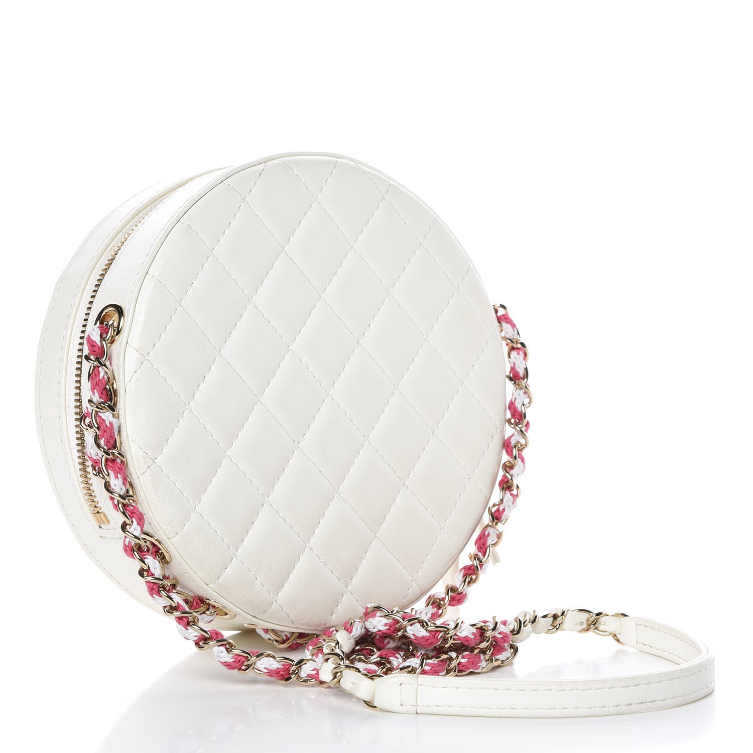 Chanel Lambskin Coco Lifesaver Round Bag Pink White 3 of 17
