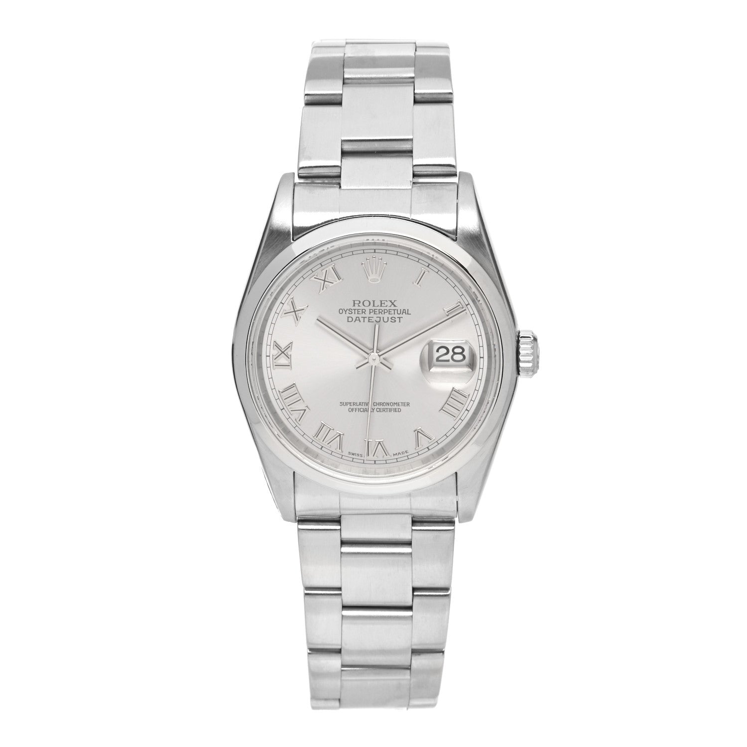 Rolex Stainless Steel 36mm Oyster Perpetual Datejust Watch Silver Roman 16200 1 of 4