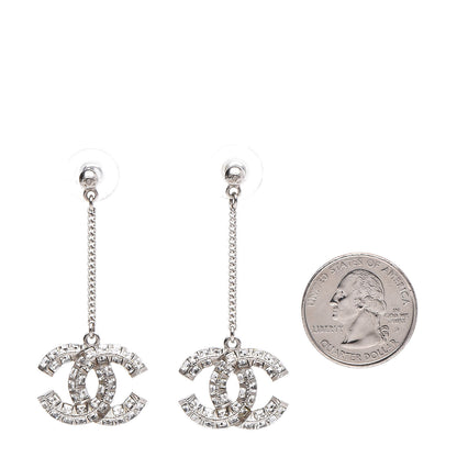Chanel Baguette Crystal CC Drop Earrings Silver 2 of 4
