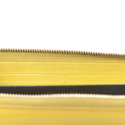 Saint Laurent Patent Calfskin Belle De Jour Zip Around Wallet Yellow 6 of 17