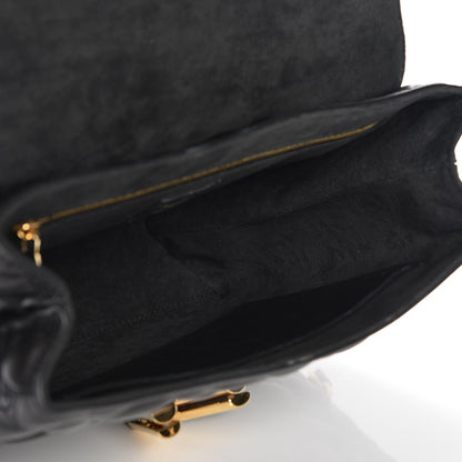 Louis Vuitton Lambskin Flower Quilted Twist Shoulder Bag GM Black 5 of 6