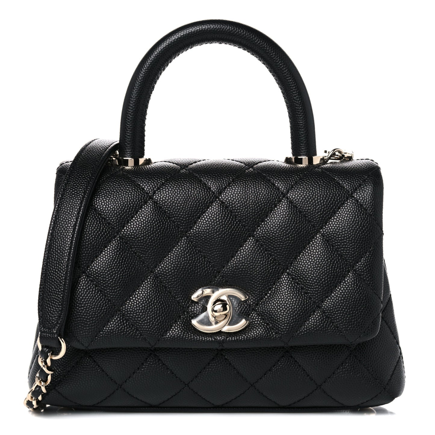 Caviar Quilted Extra Mini Coco Handle Flap Black