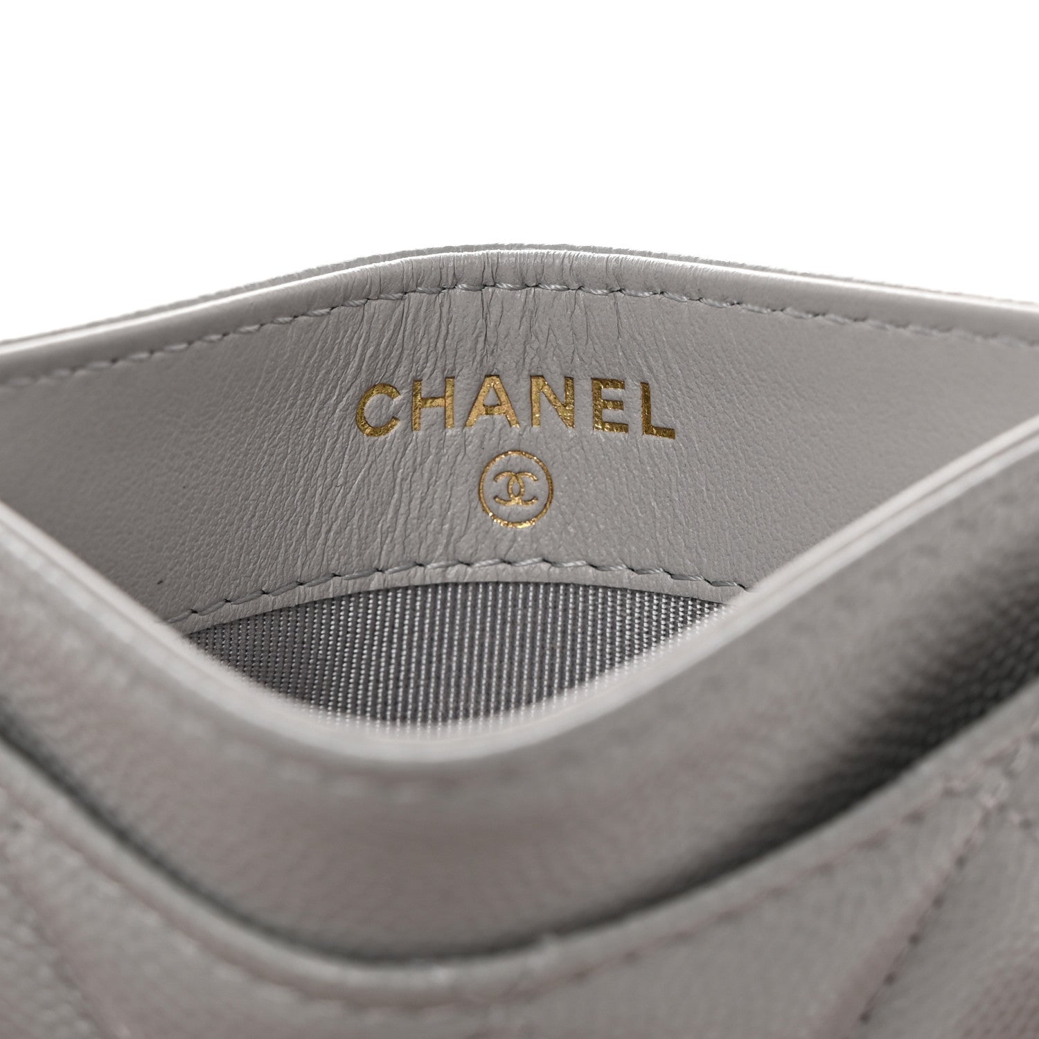 Chanel Caviar Quilted Card Holder Grey 6 of 9