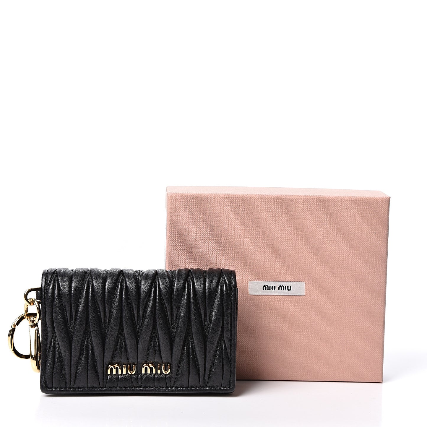 Nappa Matelasse Flap Card Holder Key Ring Black