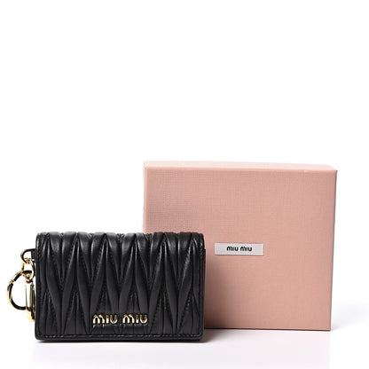 Miu Miu Nappa Matelasse Flap Card Holder Key Ring Black 8 of 8
