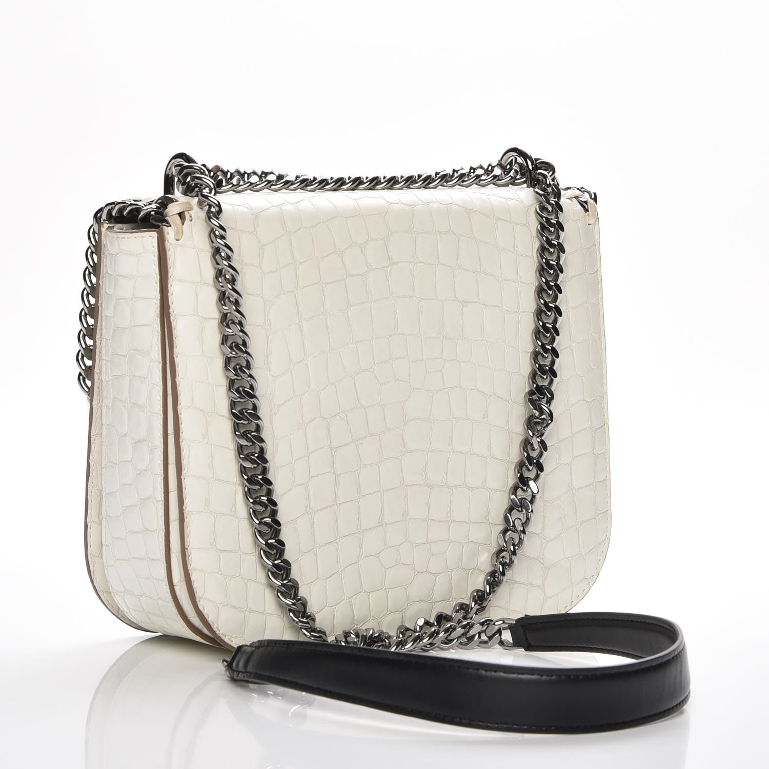 Stella McCartney Embossed Crocodile Effect Medium Falabella Box Shoulder Bag Ivory 3 of 7