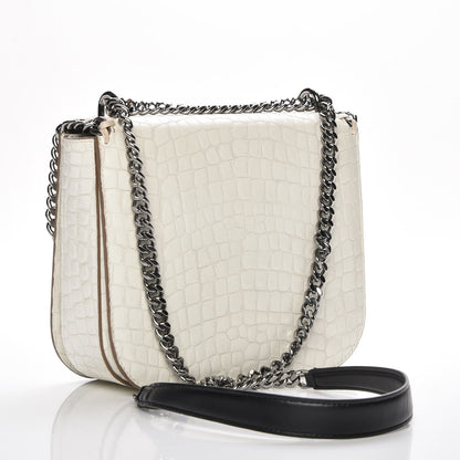 Stella McCartney Embossed Crocodile Effect Medium Falabella Box Shoulder Bag Ivory 3 of 7