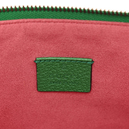 Gucci Textured Calfskin Crystal Fiori Floral Embroidered GG Zip Pouch Grass Green 6 of 7