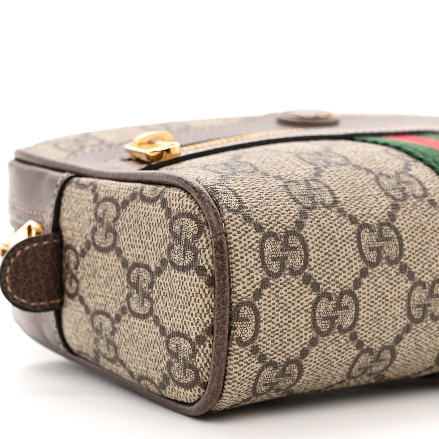 GG Supreme Monogram Web Small Ophidia Belt Bag 85 34 Dark Brown
