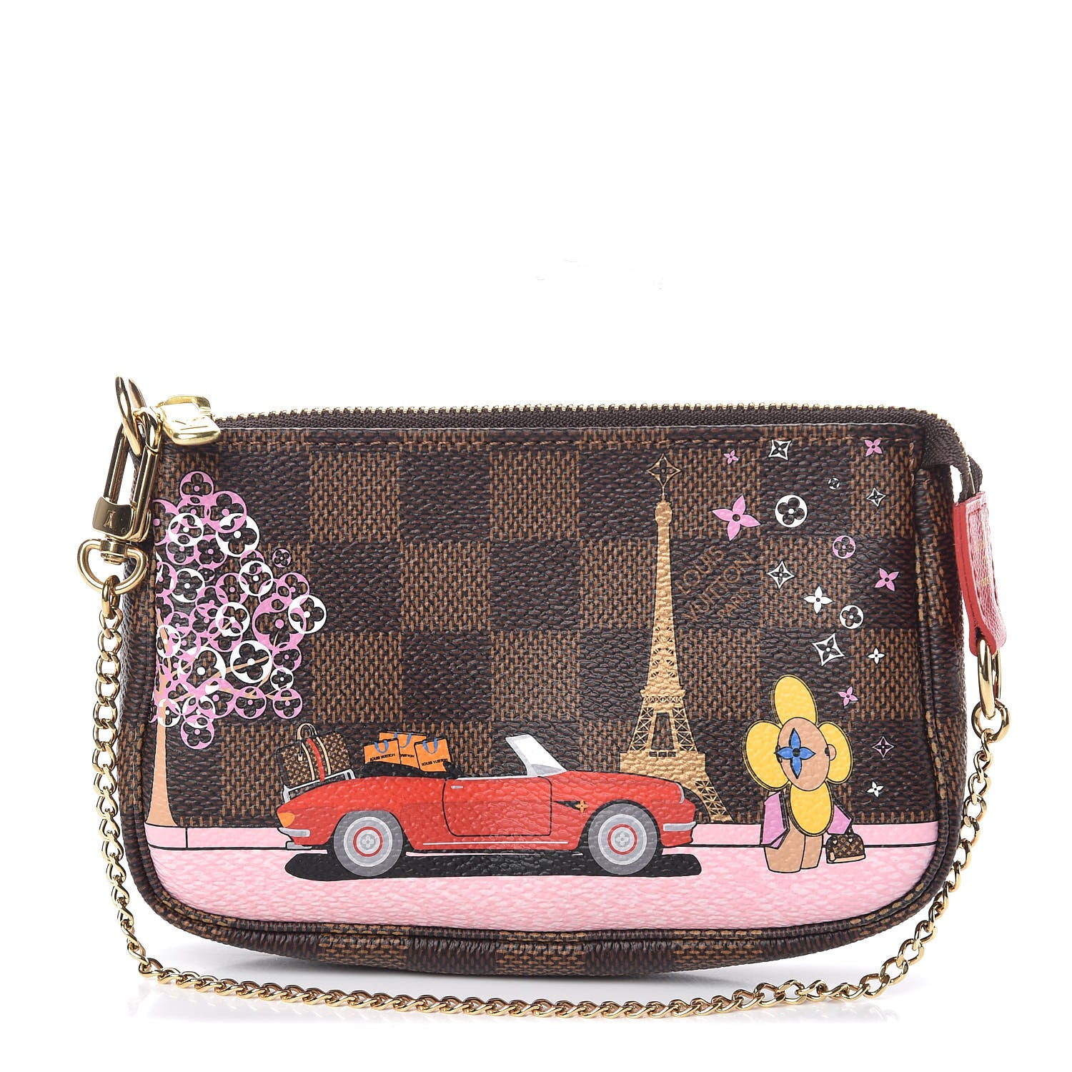 Louis Vuitton Damier Ebene 2019 Christmas Animation Mini Pochette Accessories Red 1 of 7
