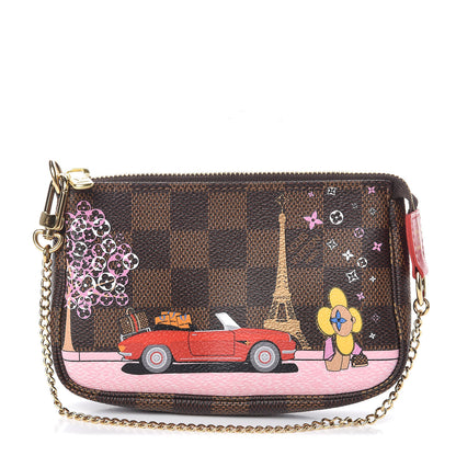 Louis Vuitton Damier Ebene 2019 Christmas Animation Mini Pochette Accessories Red 1 of 7