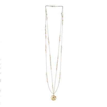 Chanel Crystal Pearl Drop Multi Chain Necklace Gold 3 of 5