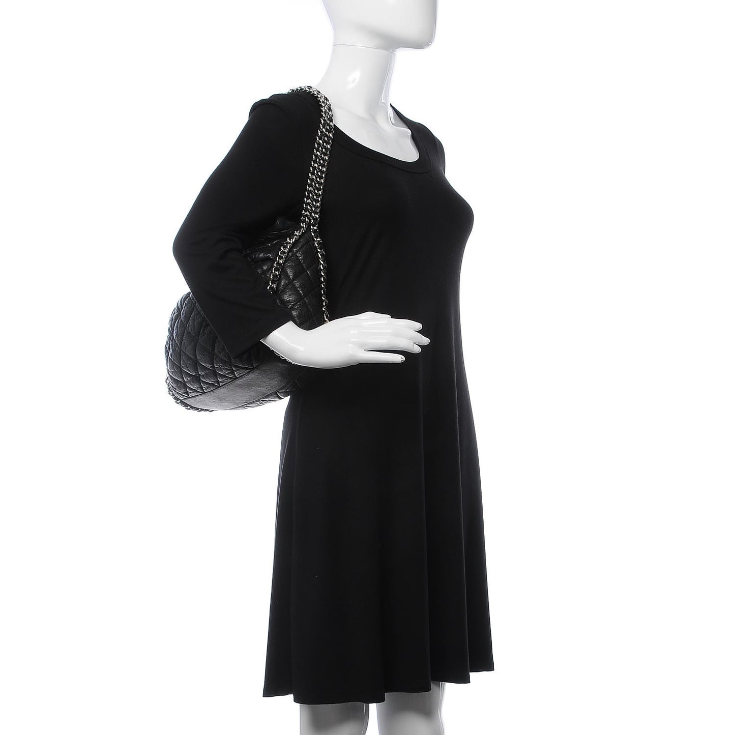 Washed Lambskin Chain Around Hobo Black