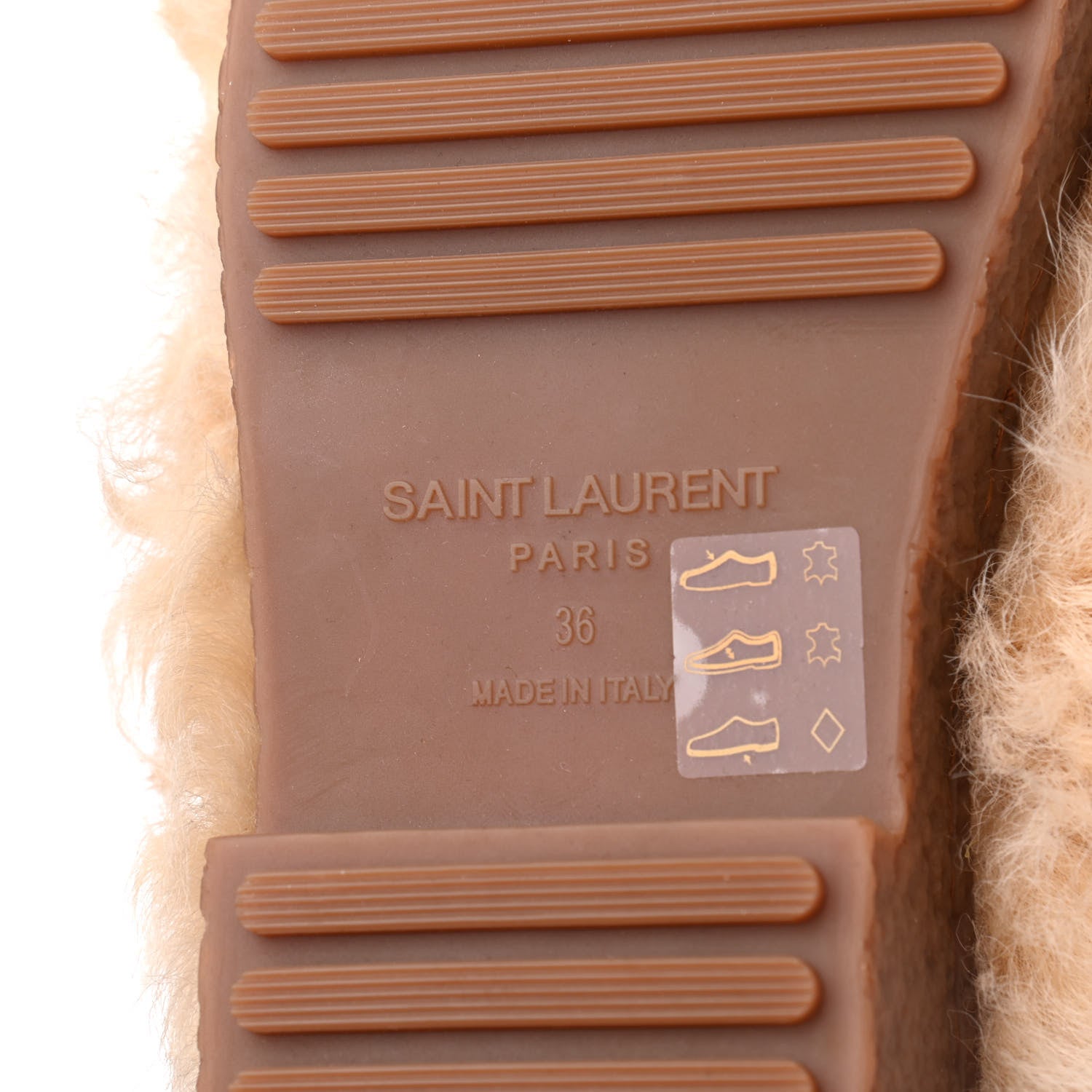Saint Laurent Shearling Lamb Boots 36 Cream 7 of 9