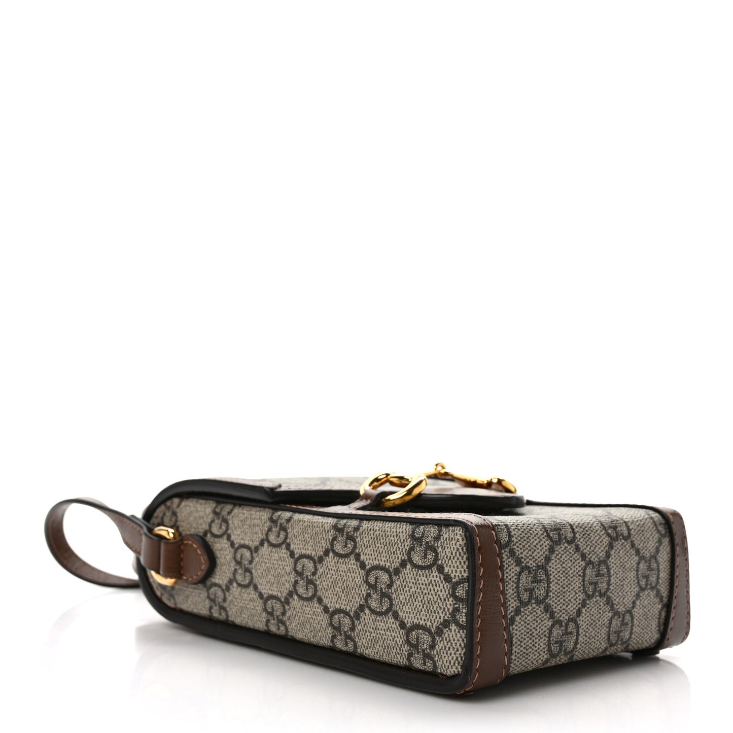 GG Supreme Monogram Mini Horsebit 1955 Crossbody Bag Beige Brown Sugar