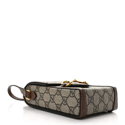 Gucci GG Supreme Monogram Mini Horsebit 1955 Crossbody Bag Beige Brown Sugar 4 of 9