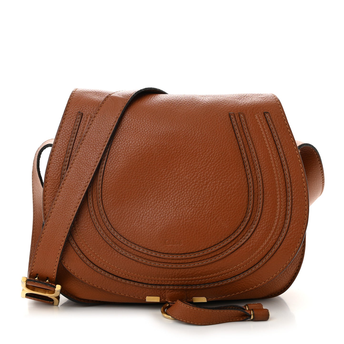 Calfskin Medium Marcie Round Crossbody Bag Tan