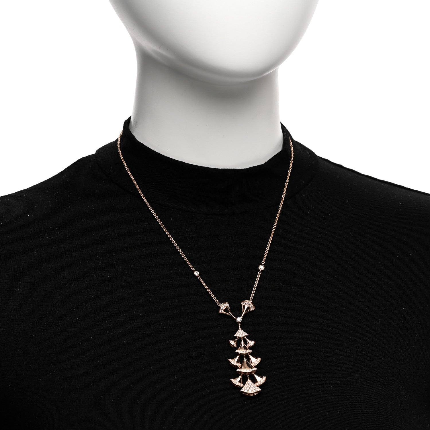 Bulgari 18K Rose Gold Diamond Diva's Dream Pendant Necklace 2 of 5