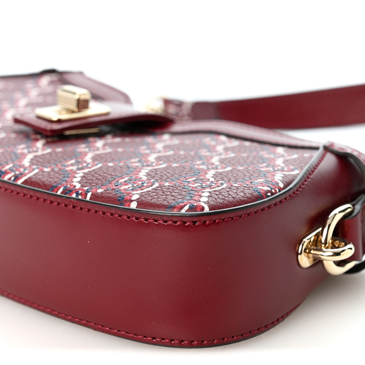 Gucci GG Shadow Monogram Mini Moon Side Shoulder Bag Rosso Ancora Red 9 of 9
