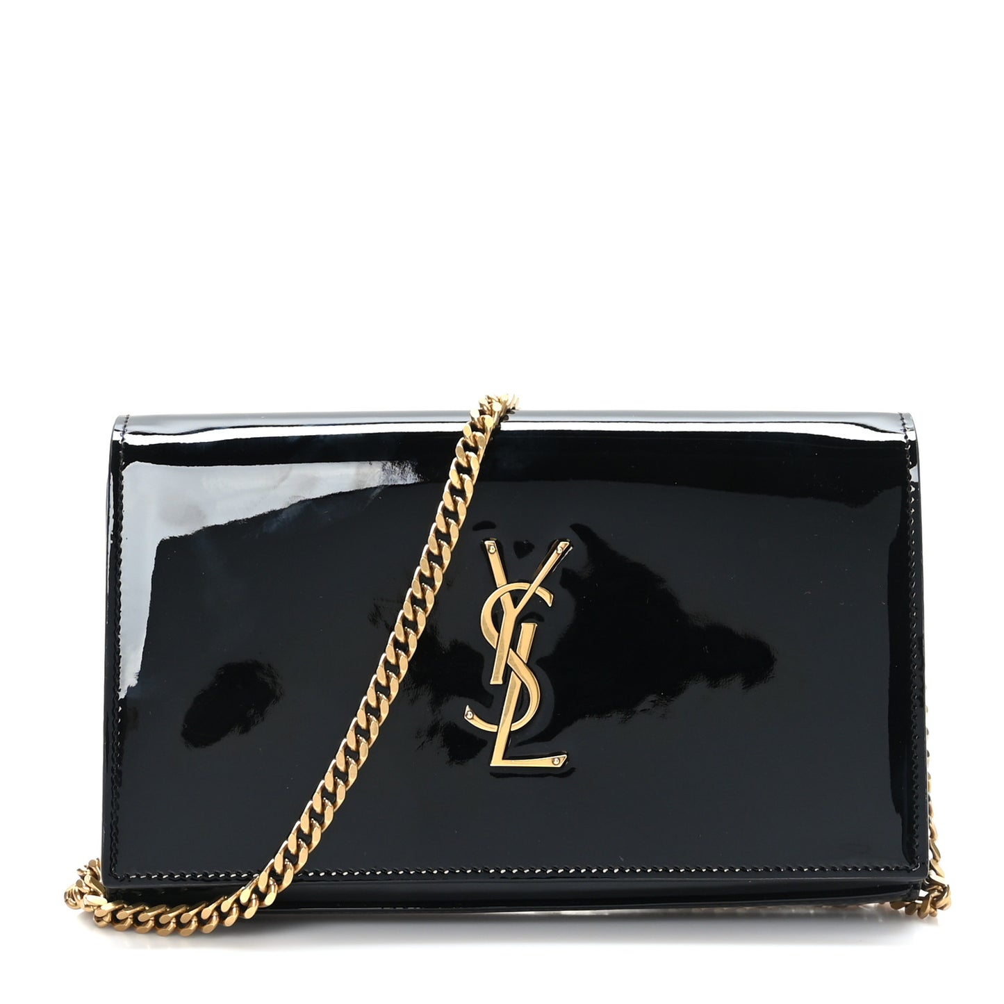 Patent Calfskin Monogram Kate Wallet On Chain Black