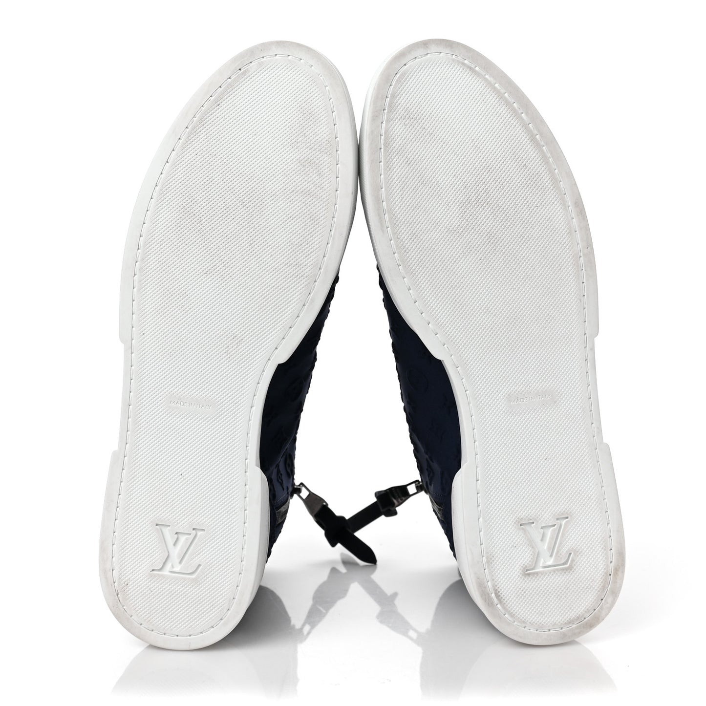 Neoprene Suede Embossed Monogram Stellar High Top Sneakers 38 Navy