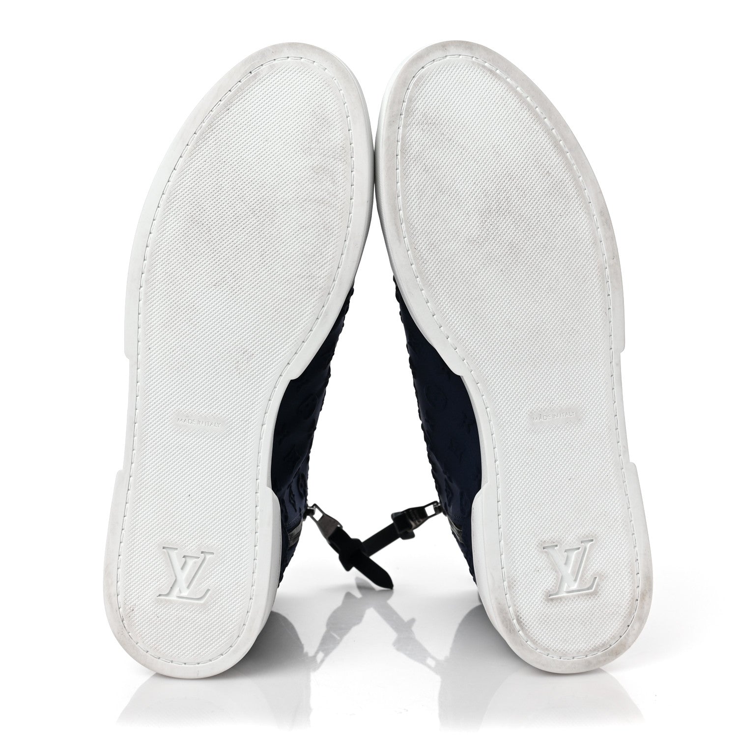 Louis Vuitton Neoprene Suede Embossed Monogram Stellar High Top Sneakers 38 Navy 5 of 7