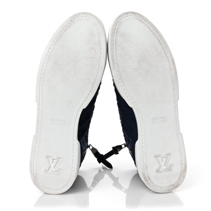 Louis Vuitton Neoprene Suede Embossed Monogram Stellar High Top Sneakers 38 Navy 5 of 7
