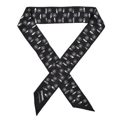 Chanel Silk CC Slim Bandeau Scarf Black 1 of 3
