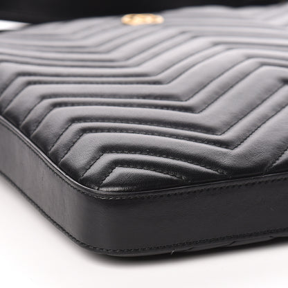Gucci Calfskin Matelasse GG Marmont Flat Messenger Bag Black 8 of 11